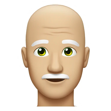 bald guy with white eyebrows and green eyes sticker