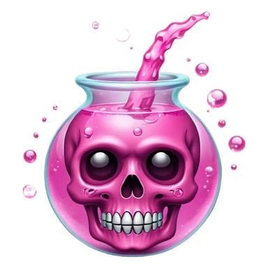 glitter toxic pink potion with dead symbol
 sticker