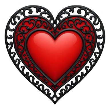 goth heart with red lace and black filigree sticker