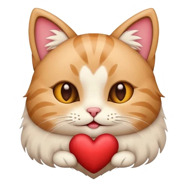 A stylized Christmas emoji of a cute cat and a heart, minimalist design, soft warm colors, cozy winter mood, simple background, sweet and romantic.
 sticker