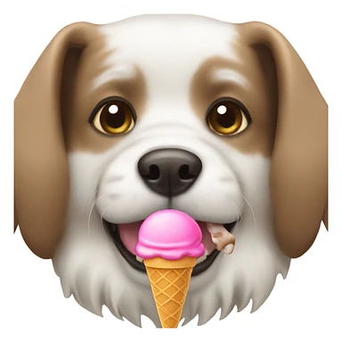 dog white a icecream sticker