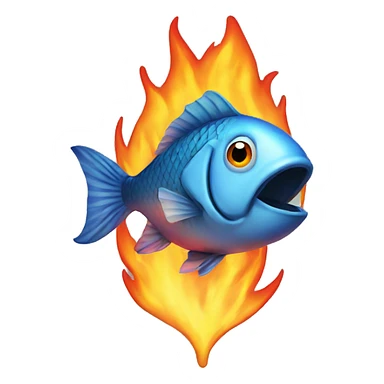 fish on fire sticker