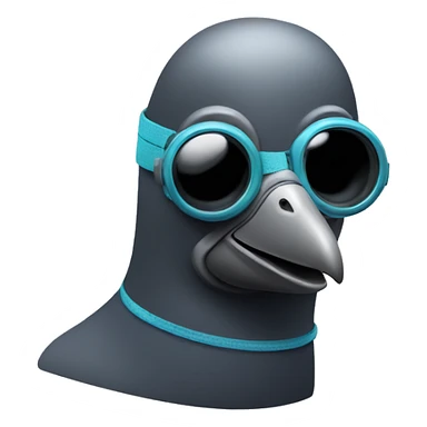 Pigeon with a scuba diving mask sticker