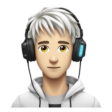 Anime gamer white guy cyberpunk neon  sticker