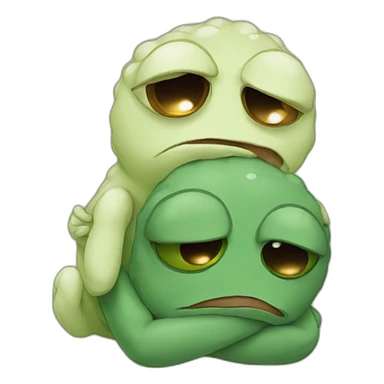 two crying pepe cuddling each other sticker