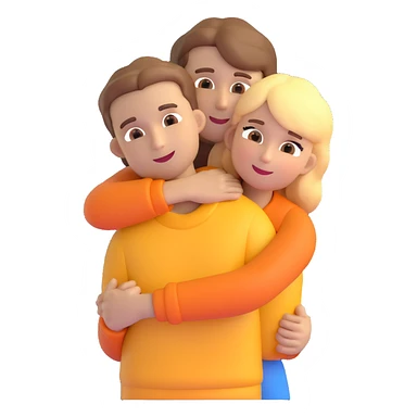 brown-haired girl and blonde boy in a warm embrace, emoji style sticker