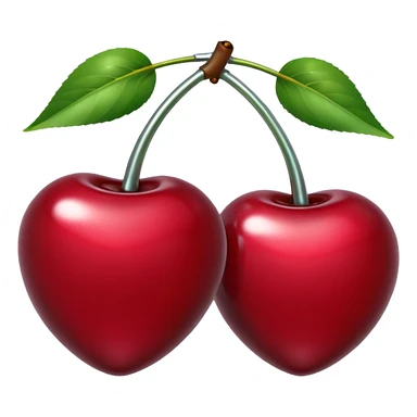 A pair of cherries emoji made of liquid silver chrome, smooth rounded shapes, glossy metallic surface, subtle sensual vibe, luxury sexy aesthetic, iOS emoji style, centered, clean white background sticker