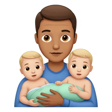 man with three babies sticker