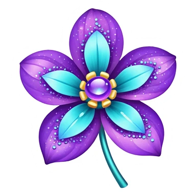 glitter purple and cian flower sticker