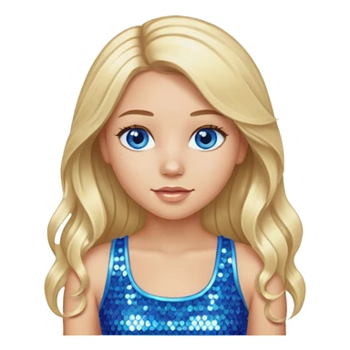 Close from Bratz with long light blonde hair, light skin, blue eyes, blue sequin crop top sticker