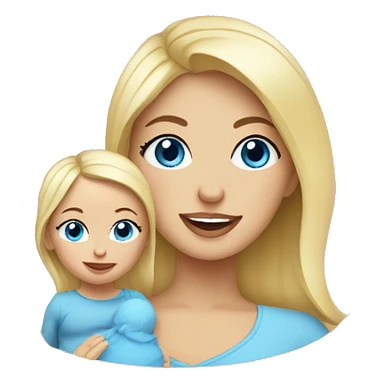 blue eyed blonde mom and baby girl sticker