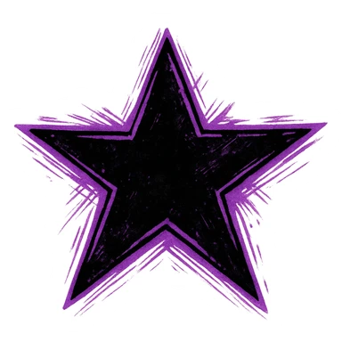 emo style black and purple black star, no background sticker