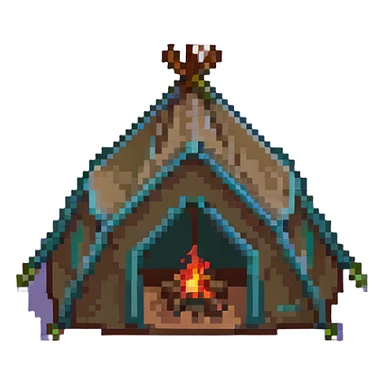 green and yellow camping tent sticker