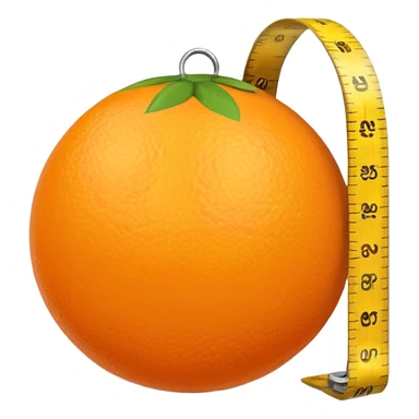generate an orange with a yellow measuring tape around it sticker