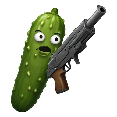 Pickle with a gun sticker