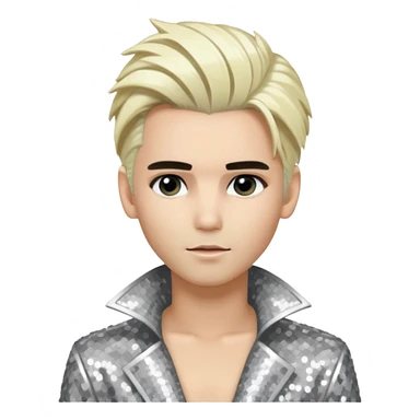 Bill Kaulitz with platinum blonde hair, silver sequin outfit  sticker