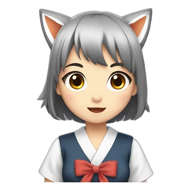 Surprised black haired fox girl in Japanese school uniform sticker