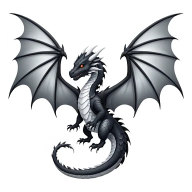 white and black wings dragon sticker