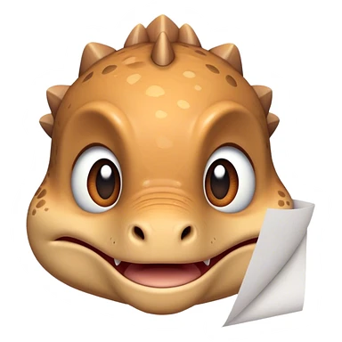 baby dinosaur face with papers sticker