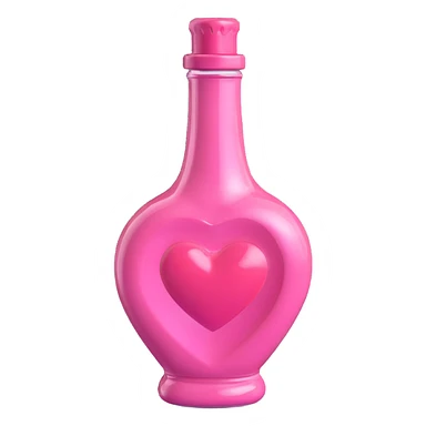 pink heart-shaped bottle, no Pepe, 3D style, cute and shiny sticker
