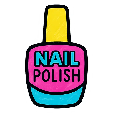 nail polish bottle logo, playful and vibrant, bright colors, simple shapes, suitable for a nail paint brand, no text sticker