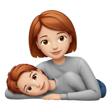 a woman, alone, short hair, light skin, auburn hair, laying on her side sticker