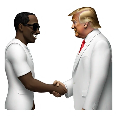 trump shaking hands with p diddy sticker