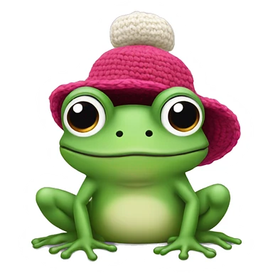 frog with crochet cap sticker