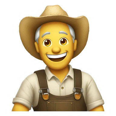 Laughing farmer with beer bottle sticker