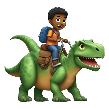 a boy riding a dinosaur sticker