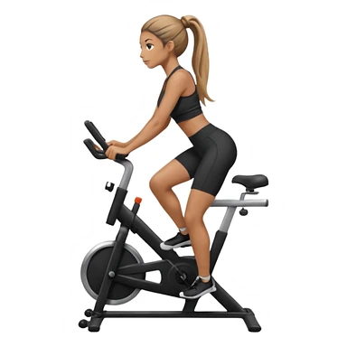 woman with long hair tied up in ankle-length leggings on a stationary bike sticker