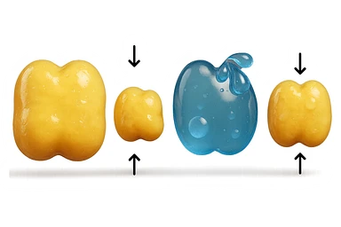 il processo di una cellula adiposa che si sgonfia, e si gonfia di acqua, falla identica all'immagine che ho allegato ma in 3d iperrealistica 4k sticker