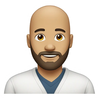 Adult, 33 years old, bald, wears beard, white, dark brown eyes, A mole on the left side of the face  sticker