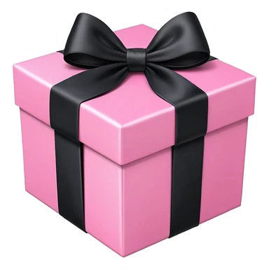 Pink gift box with black bow, realistic  sticker
