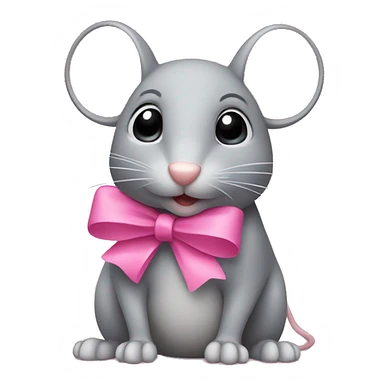 gray mouse with pink bow sticker