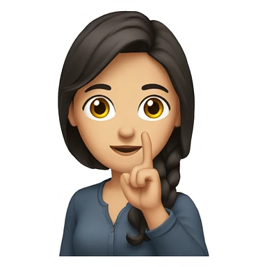 Brunette holding up her hand in an L shape with her fingers sticker