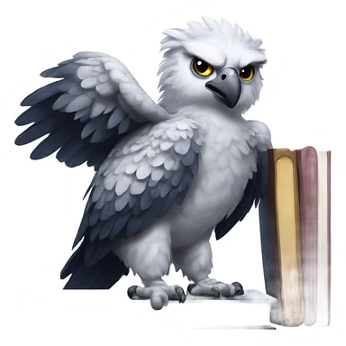 Harpy eagle standing on textbooks sticker