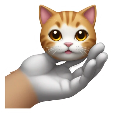 Hand touching a super cute cat, a boop sticker