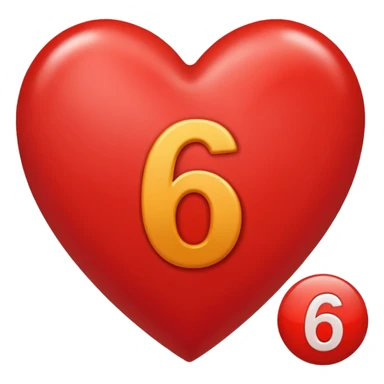 Red heart with 6 in it sticker
