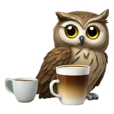 owl drinking coffee sticker