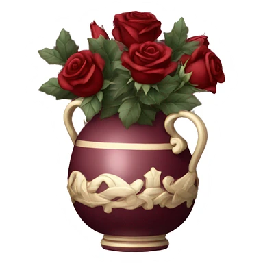 maroon Christmas vase with roses sticker