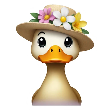 Duck with flower hat sticker