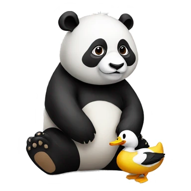 Panda with duck sticker