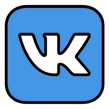 VK logo, app icon, blue and white, minimalist style sticker