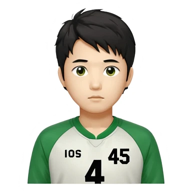 Draw Seong Gi-hun (Player 456), Korean male, messy black hair, green tracksuit with white number 456 printed on chest. sticker