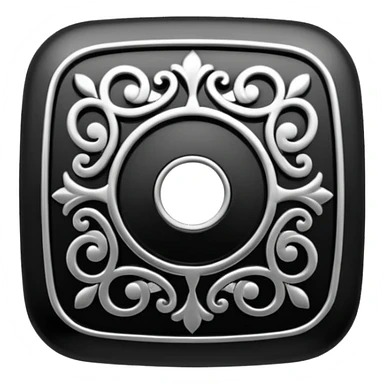 Black and silver filigree square button, 3D, extremely detailed design sticker