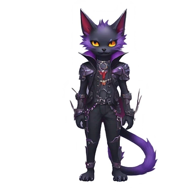 cool edgy black punk purple red ethereal fantasy nargacuga-bat-cat-Fakemon collar harness full body sticker