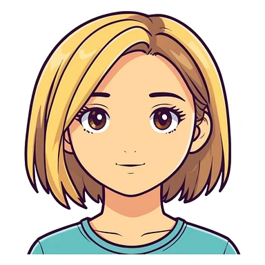 brunette girl with lots of blonde highlights and hazel eyes sticker