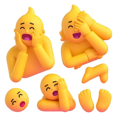 comical emoji showing a character overwhelmed, crying, fainting, and puking at once, dramatic and silly sticker