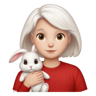 white bunny, pet lover, red shirt. sticker